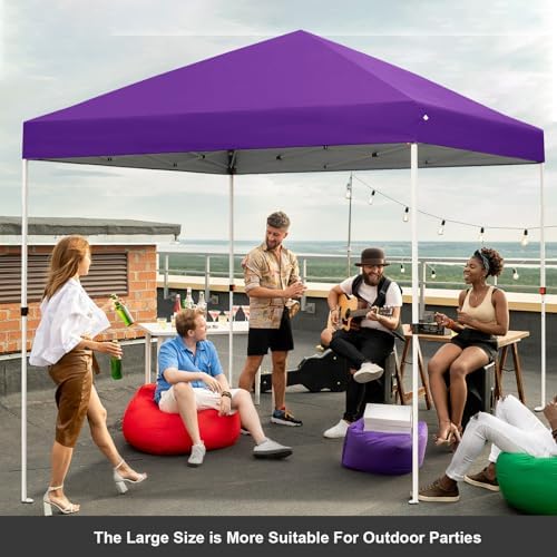 Northroad 10x10ft Pop Up Canopy  Popup Outdoor Canopy Tent with Wheeled Carrying Bag Portable Gazebo Shelter for Patio Deck Garden Beach Purple 