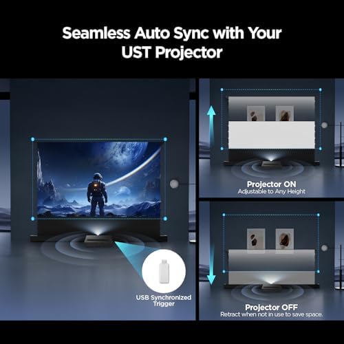 NothingProjector Projector Screen ALR  100 inch  Ambient Light Rejecting  4K UHD  Motorized Floor Rising Electric with Remote  Ground Up for Ultra Short Throw Projectors  No Installation NothPJ