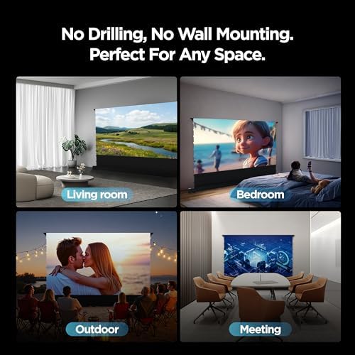 NothingProjector Projector Screen ALR  100 inch  Ambient Light Rejecting  4K UHD  Motorized Floor Rising Electric with Remote  Ground Up for Ultra Short Throw Projectors  No Installation NothPJ