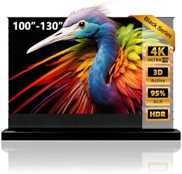 NothingProjector Projector Screen ALR  130 inch  Ambient Light Rejecting  4K UHD  Motorized Floor Rising Electric with Remote  Ground Up for Ultra Short Throw Projectors  No Installation NothPJ