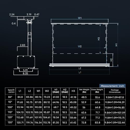 NothingProjector Projector Screen ALR  130 inch  Ambient Light Rejecting  4K UHD  Motorized Floor Rising Electric with Remote  Ground Up for Ultra Short Throw Projectors  No Installation NothPJ