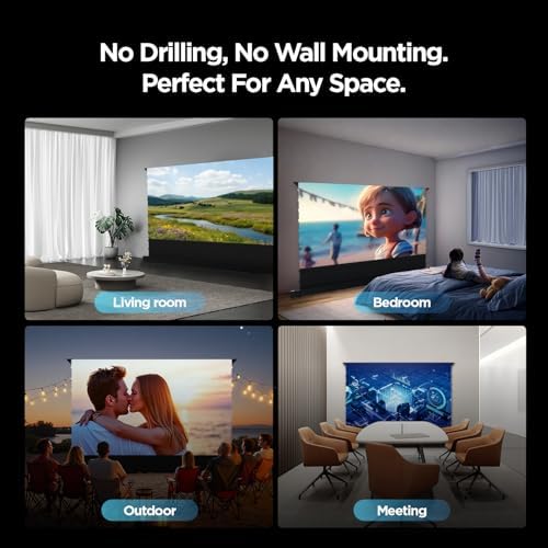NothingProjector Projector Screen ALR  130 inch  Ambient Light Rejecting  4K UHD  Motorized Floor Rising Electric with Remote  Ground Up for Ultra Short Throw Projectors  No Installation NothPJ