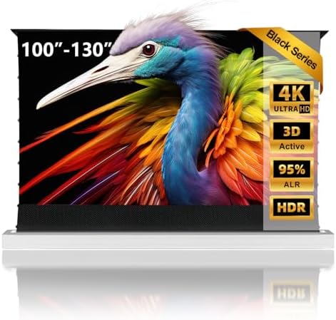 NothingProjector Projector Screen ALR  130 inch  Ambient Light Rejecting  4K UHD  Motorized Floor Rising Electric with Remote  Ground Up for Ultra Short Throw Projectors  No Installation NothPJ
