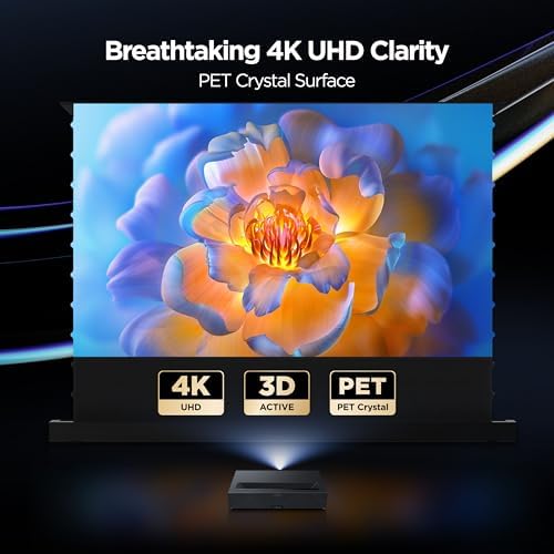 NothingProjector Projector Screen ALR  120 inch  Ambient Light Rejecting  4K UHD  Motorized Floor Rising Electric with Remote  Ground Up for Ultra Short Throw Projectors  No Installation NothPJ