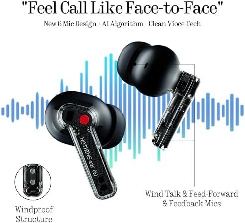 Nothing Ear  a  Wireless Earbuds  45dB Hybrid Noise Cancelling Earbuds  Hi Res Audio  Advanced Equaliser  Dual Connect  6 Mics  42 5H Playtime Ear Buds Wireless Bluetooth  Black