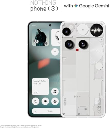 Nothing Phone  3  Cell Phone  5G Unlocked Phones 512GB  Android 15  Snapdragon 8s Gen4  AI Mobile Phones with Four 50MP Cameras & AMOLED Display  5150mAh  Glyph Interface  Smartphone White