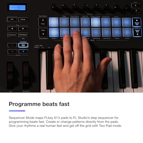 Novation Teclado MIDI FLkey 49 - Integración perfecta de FL Studio con modo acorde y modo de escala. Todo el software que necesita para la producción musical