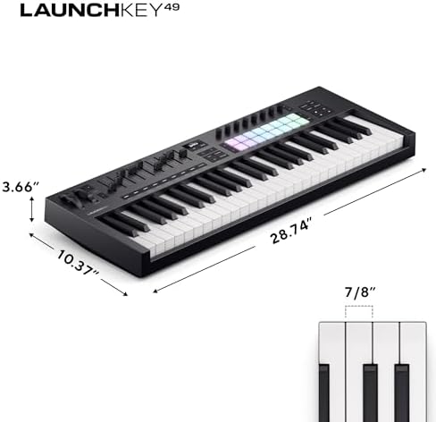 Novation Launchkey 49 MK4   49 key Semi Weighted  USB  MIDI Keyboard Controller with DAW Integration  Chord & Scale Modes  8 Drum Pads  & Arpeggiator   Includes Software Bundle for Music Production