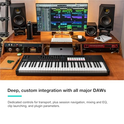 Novation Launchkey 61 MK4   61 key Semi Weighted  USB  MIDI Keyboard Controller with DAW Integration  Chord & Scale Modes  8 Drum Pads  & Arpeggiator   Includes Software Bundle for Music Production