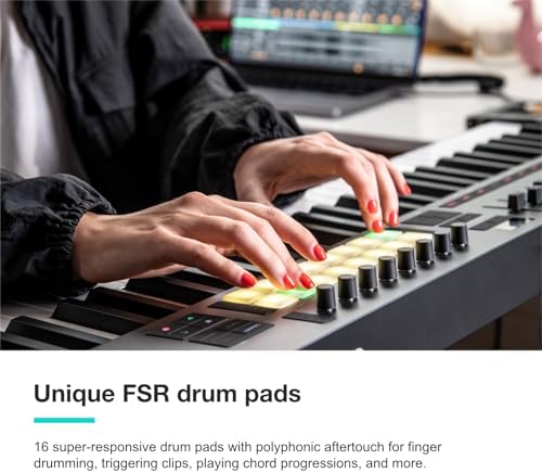 Novation Launchkey 61 MK4   61 key Semi Weighted  USB  MIDI Keyboard Controller with DAW Integration  Chord & Scale Modes  8 Drum Pads  & Arpeggiator   Includes Software Bundle for Music Production