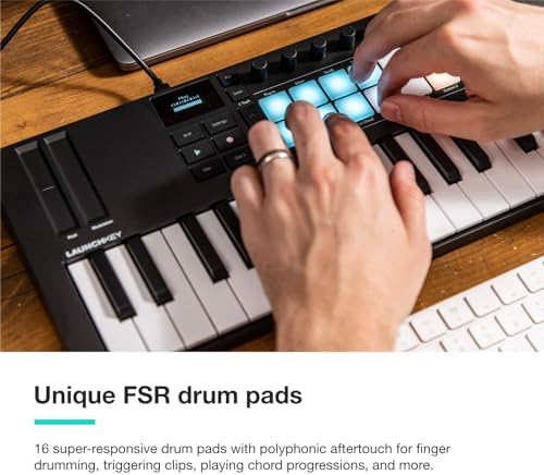 Novation Launchkey 61 MK4   61 key Semi Weighted  USB  MIDI Keyboard Controller with DAW Integration  Chord & Scale Modes  8 Drum Pads  & Arpeggiator   Includes Software Bundle for Music Production