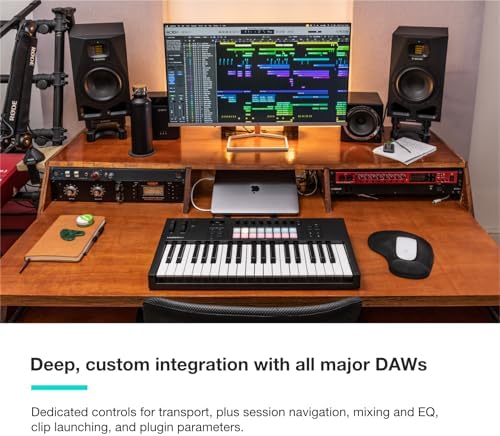 Novation Launchkey 61 MK4   61 key Semi Weighted  USB  MIDI Keyboard Controller with DAW Integration  Chord & Scale Modes  8 Drum Pads  & Arpeggiator   Includes Software Bundle for Music Production