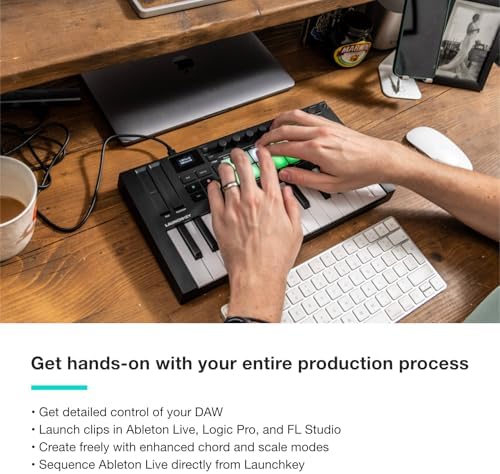 Novation Launchkey 61 MK4   61 key Semi Weighted  USB  MIDI Keyboard Controller with DAW Integration  Chord & Scale Modes  8 Drum Pads  & Arpeggiator   Includes Software Bundle for Music Production