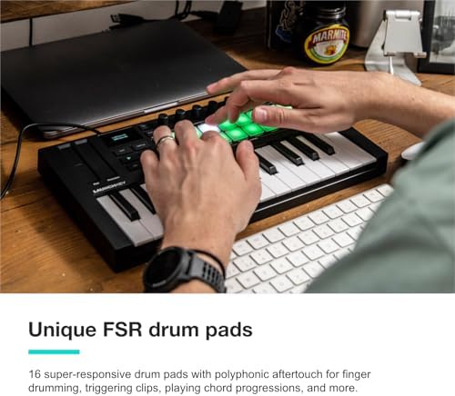 Novation Launchkey 61 MK4   61 key Semi Weighted  USB  MIDI Keyboard Controller with DAW Integration  Chord & Scale Modes  8 Drum Pads  & Arpeggiator   Includes Software Bundle for Music Production