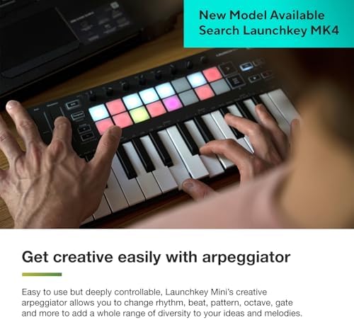 Novation Launchkey 61 MK4   61 key Semi Weighted  USB  MIDI Keyboard Controller with DAW Integration  Chord & Scale Modes  8 Drum Pads  & Arpeggiator   Includes Software Bundle for Music Production