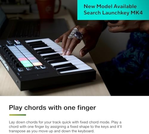 Novation Launchkey 61 MK4   61 key Semi Weighted  USB  MIDI Keyboard Controller with DAW Integration  Chord & Scale Modes  8 Drum Pads  & Arpeggiator   Includes Software Bundle for Music Production