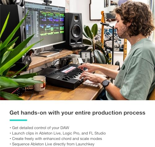 Novation Launchkey 61 MK4   61 key Semi Weighted  USB  MIDI Keyboard Controller with DAW Integration  Chord & Scale Modes  8 Drum Pads  & Arpeggiator   Includes Software Bundle for Music Production