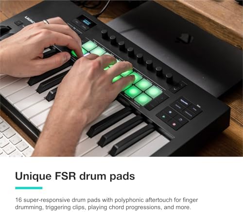 Novation Launchkey 61 MK4   61 key Semi Weighted  USB  MIDI Keyboard Controller with DAW Integration  Chord & Scale Modes  8 Drum Pads  & Arpeggiator   Includes Software Bundle for Music Production