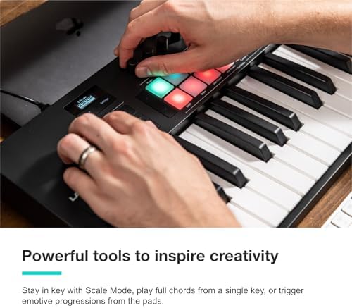 Novation Launchkey 61 MK4   61 key Semi Weighted  USB  MIDI Keyboard Controller with DAW Integration  Chord & Scale Modes  8 Drum Pads  & Arpeggiator   Includes Software Bundle for Music Production