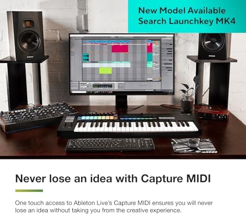 Novation Launchkey 61 MK4   61 key Semi Weighted  USB  MIDI Keyboard Controller with DAW Integration  Chord & Scale Modes  8 Drum Pads  & Arpeggiator   Includes Software Bundle for Music Production