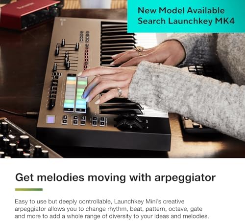 Novation Launchkey 61 MK4   61 key Semi Weighted  USB  MIDI Keyboard Controller with DAW Integration  Chord & Scale Modes  8 Drum Pads  & Arpeggiator   Includes Software Bundle for Music Production