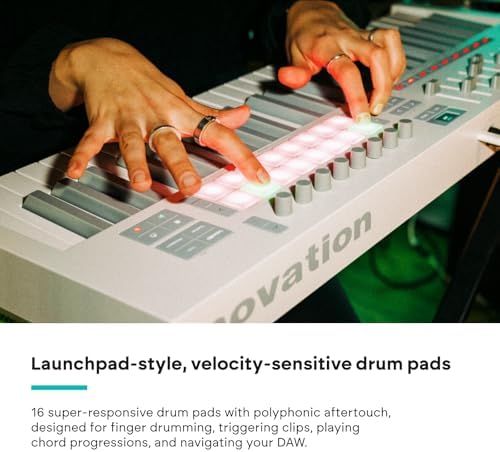 Novation Launchkey 61 MK4   61 key Semi Weighted  USB  MIDI Keyboard Controller with DAW Integration  Chord & Scale Modes  8 Drum Pads  & Arpeggiator   Includes Software Bundle for Music Production