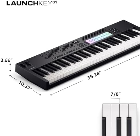 Novation Launchkey 61 MK4   61 key Semi Weighted  USB  MIDI Keyboard Controller with DAW Integration  Chord & Scale Modes  8 Drum Pads  & Arpeggiator   Includes Software Bundle for Music Production