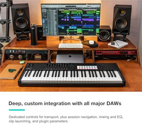 Novation Launchkey 61 MK4   61 key Semi Weighted  USB  MIDI Keyboard Controller with DAW Integration  Chord & Scale Modes  8 Drum Pads  & Arpeggiator   Includes Software Bundle for Music Production