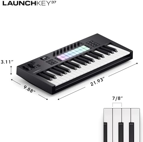 Novation Launchkey 61 MK4   61 key Semi Weighted  USB  MIDI Keyboard Controller with DAW Integration  Chord & Scale Modes  8 Drum Pads  & Arpeggiator   Includes Software Bundle for Music Production