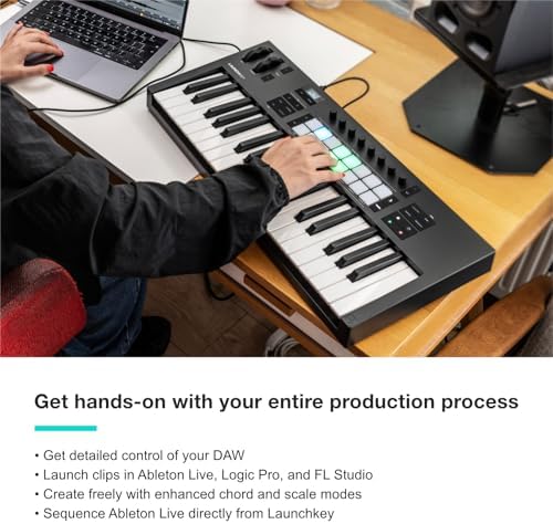 Novation Launchkey 61 MK4   61 key Semi Weighted  USB  MIDI Keyboard Controller with DAW Integration  Chord & Scale Modes  8 Drum Pads  & Arpeggiator   Includes Software Bundle for Music Production