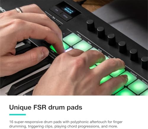 Novation Launchkey 61 MK4   61 key Semi Weighted  USB  MIDI Keyboard Controller with DAW Integration  Chord & Scale Modes  8 Drum Pads  & Arpeggiator   Includes Software Bundle for Music Production
