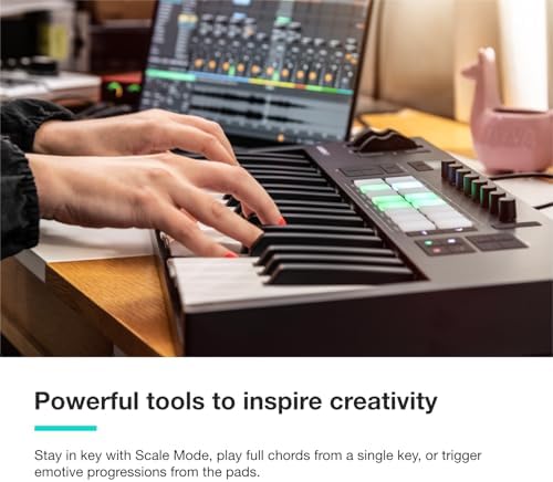 Novation Launchkey 61 MK4   61 key Semi Weighted  USB  MIDI Keyboard Controller with DAW Integration  Chord & Scale Modes  8 Drum Pads  & Arpeggiator   Includes Software Bundle for Music Production