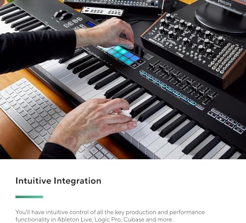 Novation Launchkey 61 MK4   61 key Semi Weighted  USB  MIDI Keyboard Controller with DAW Integration  Chord & Scale Modes  8 Drum Pads  & Arpeggiator   Includes Software Bundle for Music Production