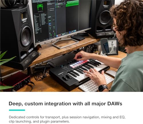 Novation Launchkey 61 MK4   61 key Semi Weighted  USB  MIDI Keyboard Controller with DAW Integration  Chord & Scale Modes  8 Drum Pads  & Arpeggiator   Includes Software Bundle for Music Production