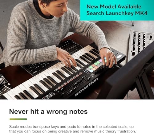 Novation Launchkey 61 MK4   61 key Semi Weighted  USB  MIDI Keyboard Controller with DAW Integration  Chord & Scale Modes  8 Drum Pads  & Arpeggiator   Includes Software Bundle for Music Production