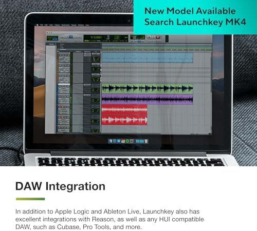 Novation Launchkey 61 MK4   61 key Semi Weighted  USB  MIDI Keyboard Controller with DAW Integration  Chord & Scale Modes  8 Drum Pads  & Arpeggiator   Includes Software Bundle for Music Production