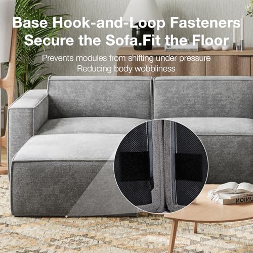 Novilla 117 7 Modular Sectional Sofa  No Assembly Cloud Sectional Couch with Smarts Coil  Support  Chenille Fabric U Shape Boneless Couch for Living Room Apartment  Dark Gray  3 Seat w/ 2 Ottoman 