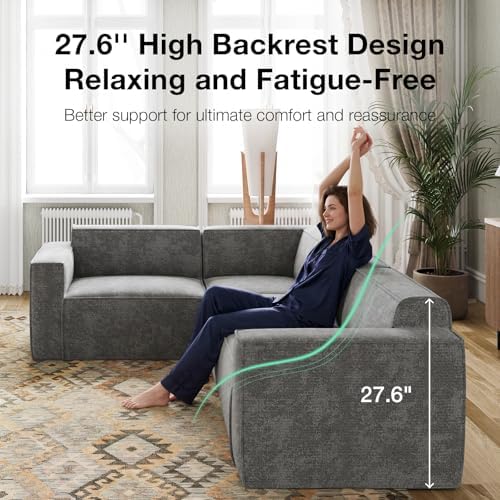 Novilla 117 7 Modular Sectional Sofa  No Assembly Cloud Sectional Couch with Smarts Coil  Support  Chenille Fabric U Shape Boneless Couch for Living Room Apartment  Dark Gray  3 Seat w/ 2 Ottoman 