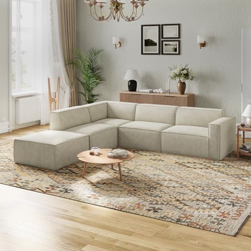 Novilla 117 7 Modular Sectional Sofa  No Assembly Cloud Sectional Couch with Smarts Coil  Support  Chenille Fabric U Shape Boneless Couch for Living Room Apartment  Dark Gray  3 Seat w/ 2 Ottoman 