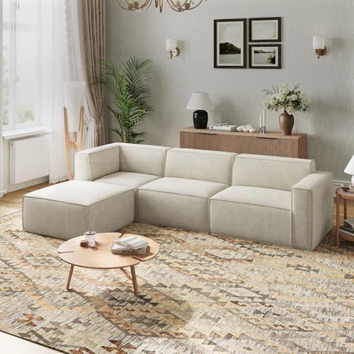 Novilla 117 7 Modular Sectional Sofa  No Assembly Cloud Sectional Couch with Smarts Coil  Support  Chenille Fabric U Shape Boneless Couch for Living Room Apartment  Dark Gray  3 Seat w/ 2 Ottoman 