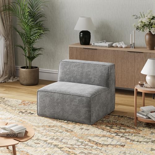 Novilla 117 7 Modular Sectional Sofa  No Assembly Cloud Sectional Couch with Smarts Coil  Support  Chenille Fabric U Shape Boneless Couch for Living Room Apartment  Dark Gray  3 Seat w/ 2 Ottoman 