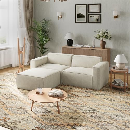 Novilla 117 7 Modular Sectional Sofa  No Assembly Cloud Sectional Couch with Smarts Coil  Support  Chenille Fabric U Shape Boneless Couch for Living Room Apartment  Dark Gray  3 Seat w/ 2 Ottoman 