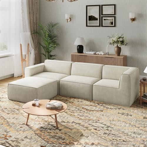 Novilla 117 7 Modular Sectional Sofa  No Assembly Cloud Sectional Couch with Smarts Coil  Support  Chenille Fabric U Shape Boneless Couch for Living Room Apartment  Dark Gray  3 Seat w/ 2 Ottoman 