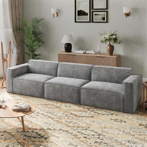 Novilla 117 7 Modular Sectional Sofa  No Assembly Cloud Sectional Couch with Smarts Coil  Support  Chenille Fabric U Shape Boneless Couch for Living Room Apartment  Dark Gray  3 Seat w/ 2 Ottoman 