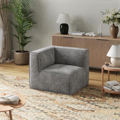 Novilla 117 7 Modular Sectional Sofa  No Assembly Cloud Sectional Couch with Smarts Coil  Support  Chenille Fabric U Shape Boneless Couch for Living Room Apartment  Dark Gray  3 Seat w/ 2 Ottoman 