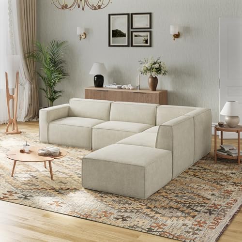 Novilla 117 7 Modular Sectional Sofa  No Assembly Cloud Sectional Couch with Smarts Coil  Support  Chenille Fabric U Shape Boneless Couch for Living Room Apartment  Dark Gray  3 Seat w/ 2 Ottoman 