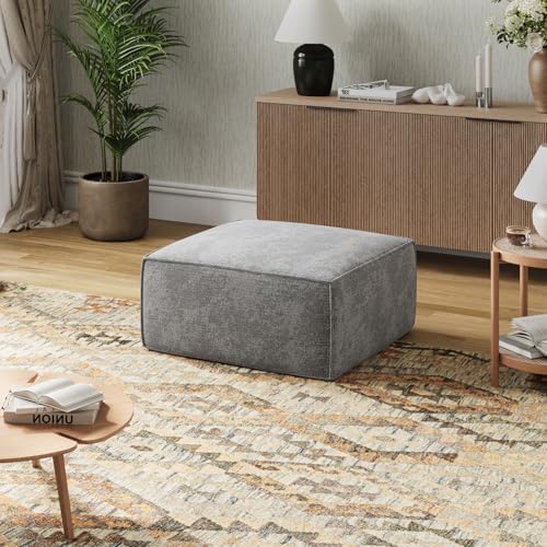 Novilla 117 7 Modular Sectional Sofa  No Assembly Cloud Sectional Couch with Smarts Coil  Support  Chenille Fabric U Shape Boneless Couch for Living Room Apartment  Dark Gray  3 Seat w/ 2 Ottoman 