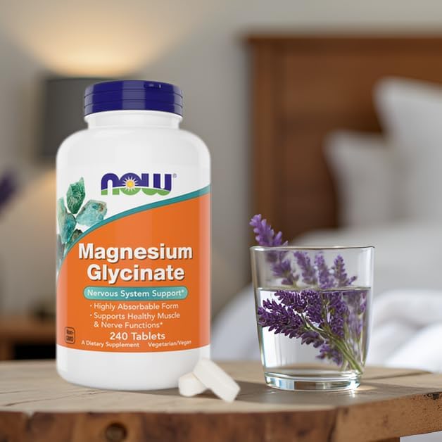 Now Foods Magnesium Glycinate  240 Tablets   Supports Healthy Muscle and Nerve Functions   Non GMO