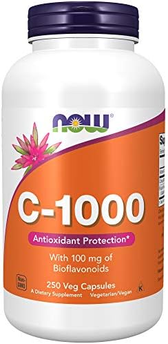 Now Supplements  Vitamin C 1 000 with 100 mg of Bioflavonoids  Antioxidant Protection   250 Veg Capsules  Pack of 2