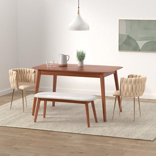 Nrizc Velvet Dining Chairs Set of 2  Woven Upholstered Dining Chairs with Gold Metal Legs  Modern Accent Chairs for Living Room  Dining Room  Kitchen